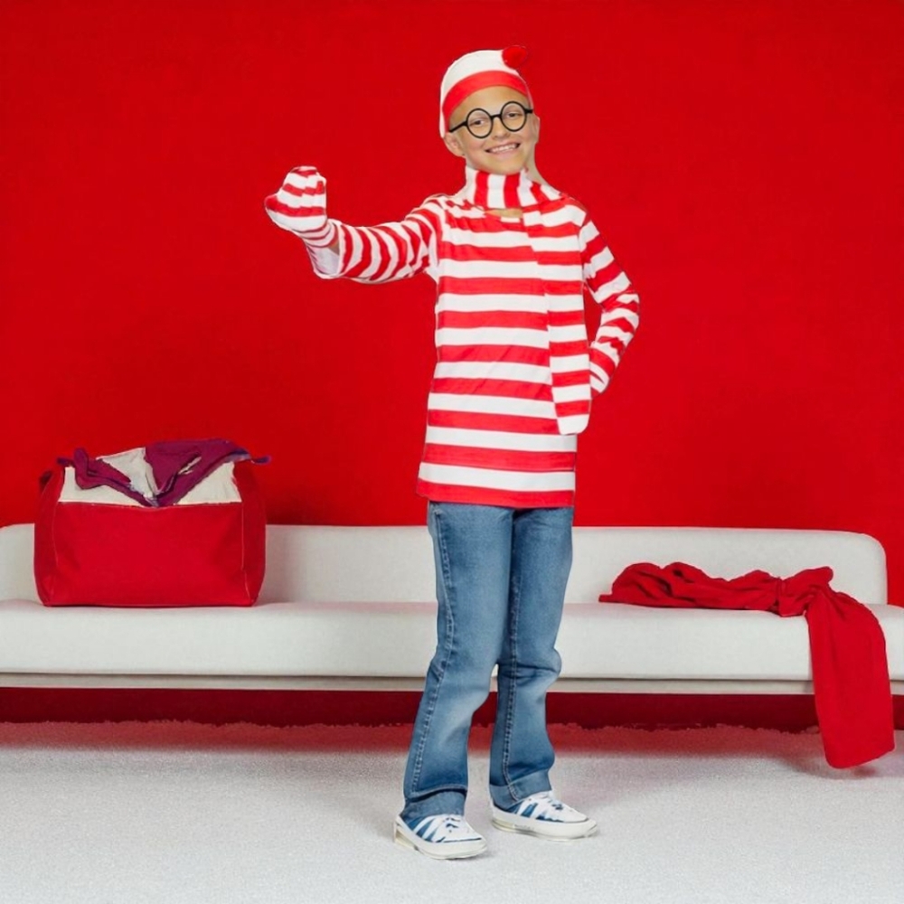 Kids Red and White Striped Shirt & Accessories Inspired by Beloved Where's Waldo